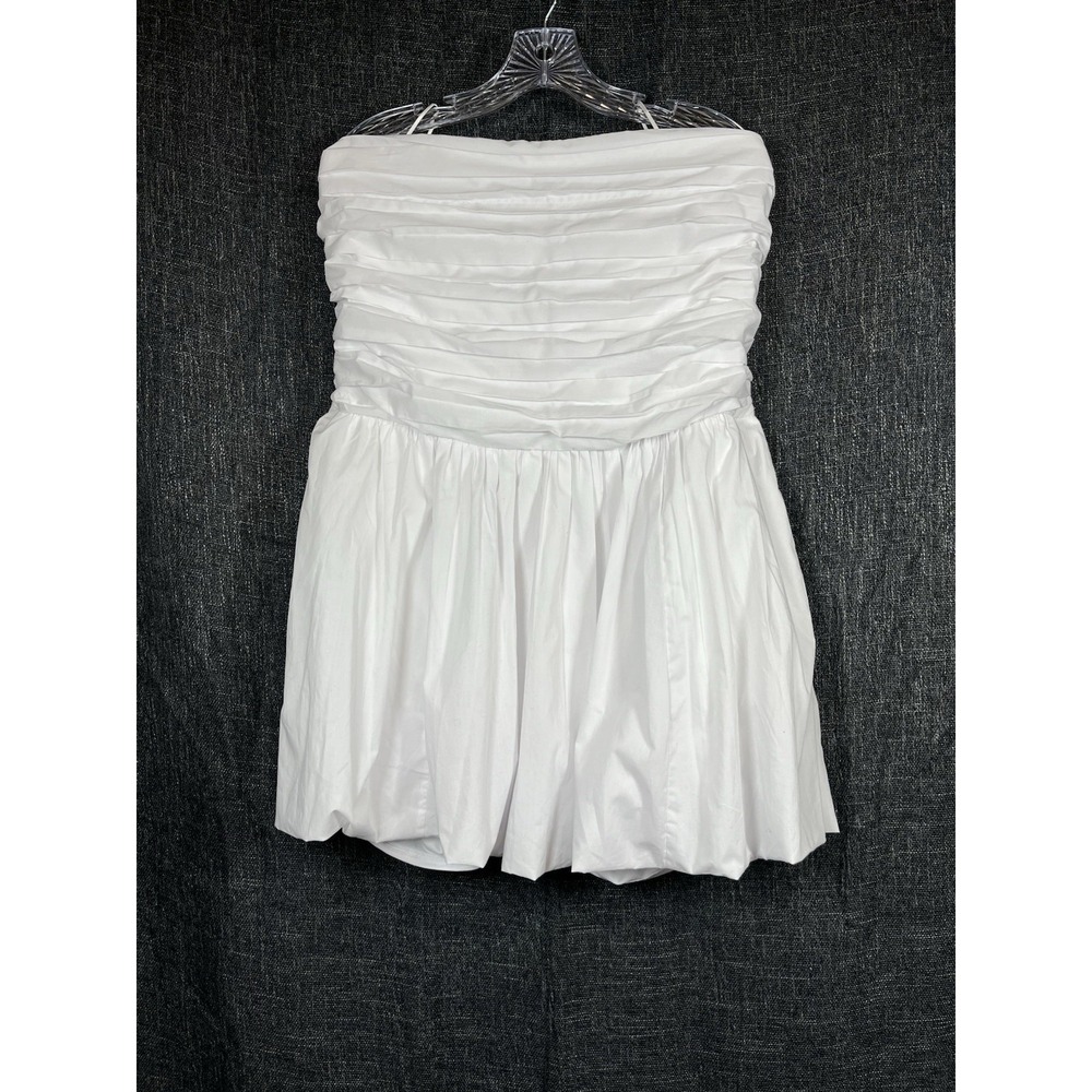 NWT HOLLISTER Sz XL Dress Ruched White Smocked Removable Strap Bubble Hem Shorts